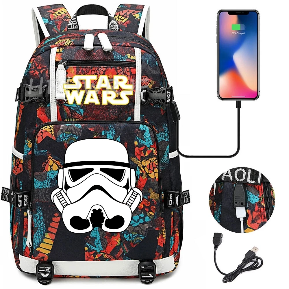 Mochilas Star Wars com estampa camuflada, mochila escolar com capacidade para adolescentes, meninas, meninos, mulheres, homens, estudantes do ensino médio