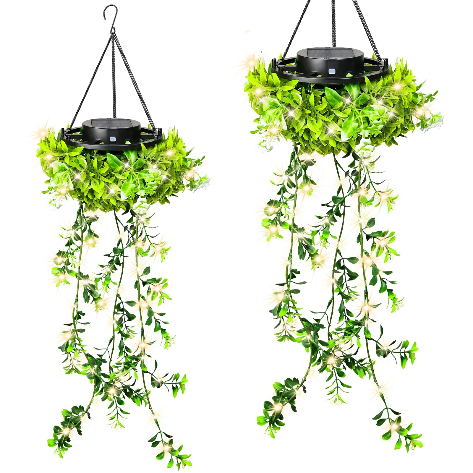 Lampade a sospensione da giardino ad energia solare, set da 2 pezzi di luci decorative a fiori a LED, luci da giardino