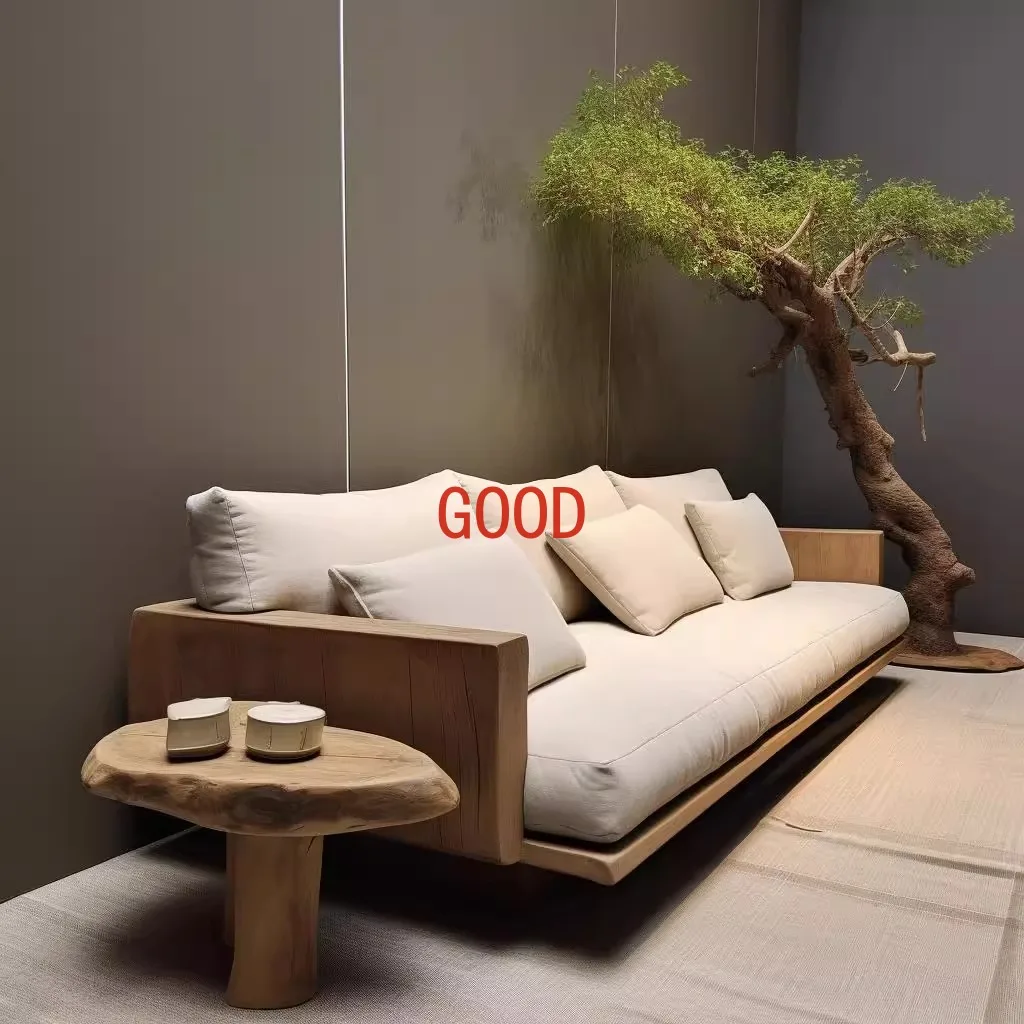 

Outdoor anticorrosive wood leisure sofa small apartment teak sofa furniture