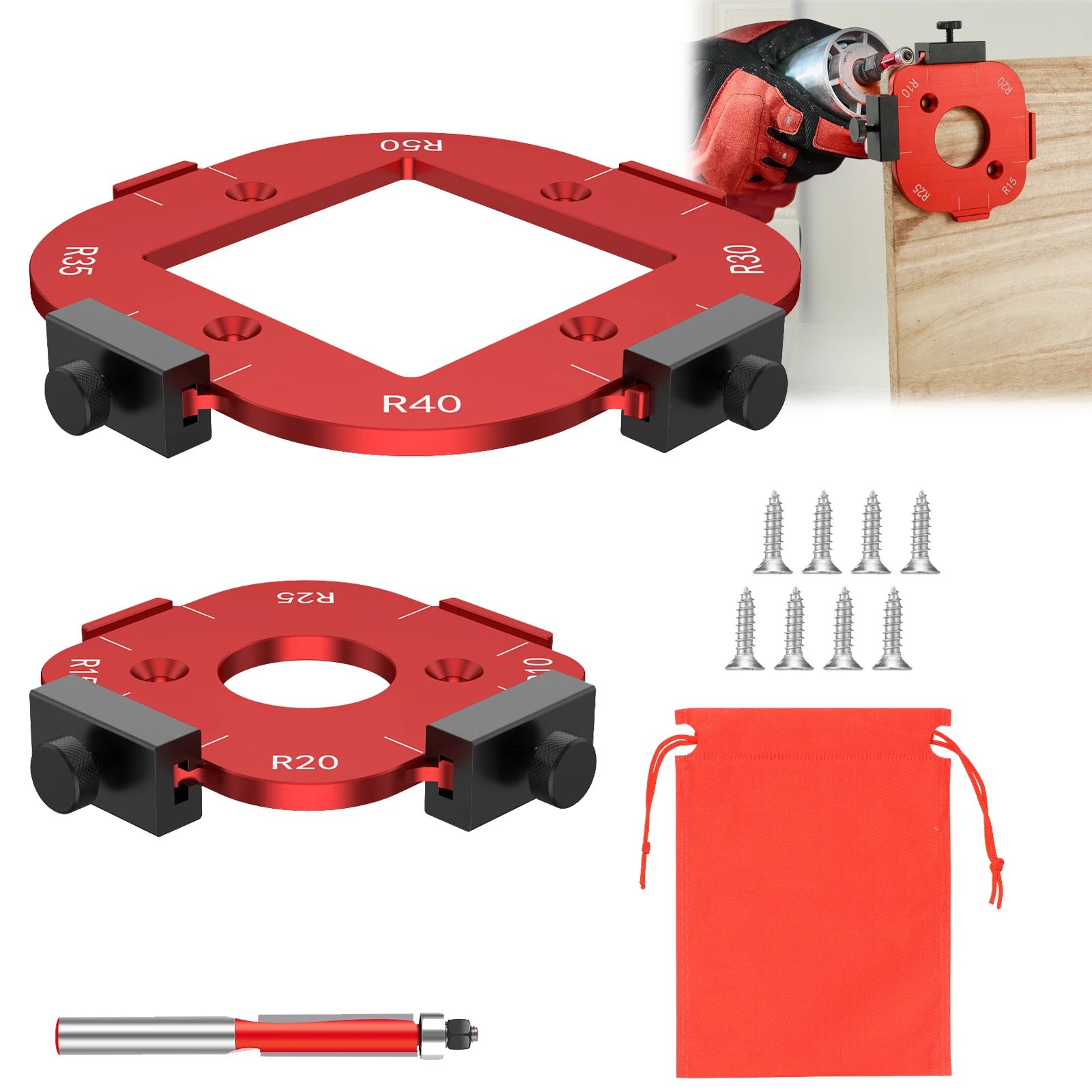 

Шаблон углового радиуса фрезы Шаблоны фрезерного станка из алюминиевого сплава для деревообработки R10/R15/R20/R25/R30/R35/R40/R50