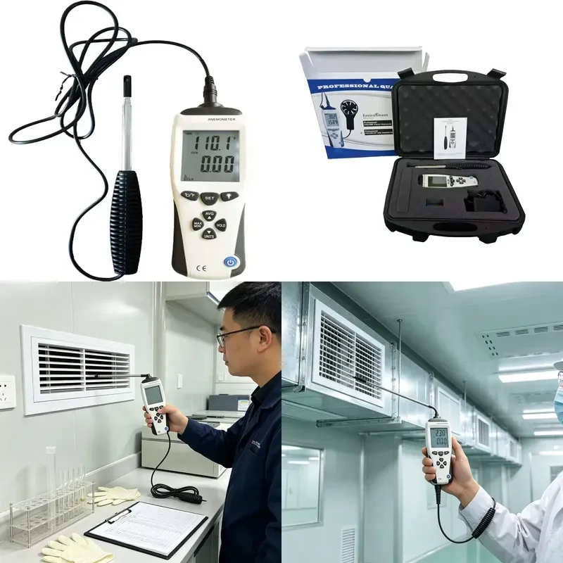 for ET-961 Telescopic Hot Wire Anemometer Air Speed Temperature CFM CMM Air Volume Meter
