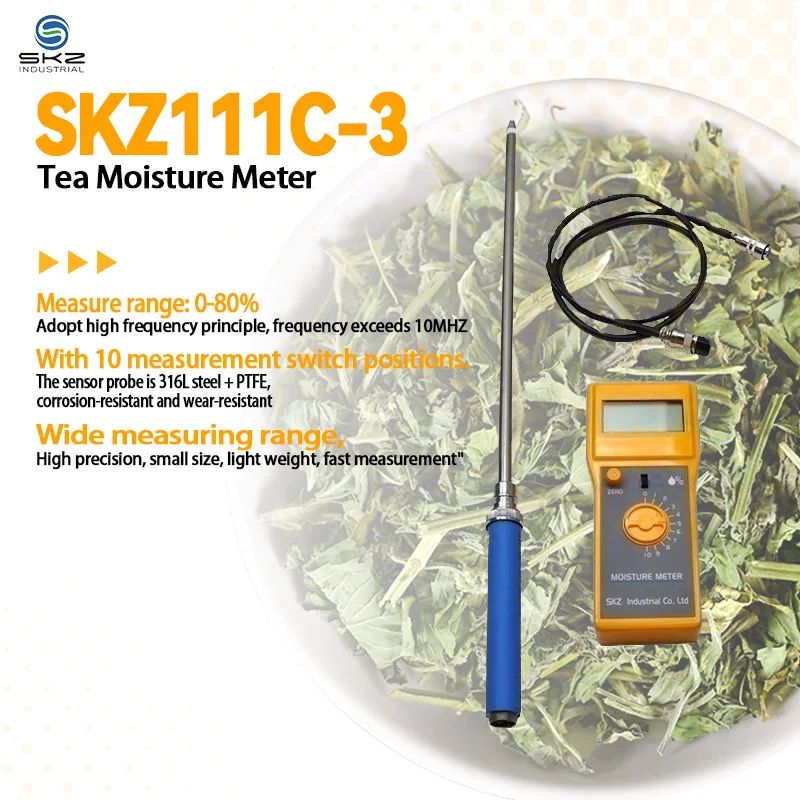 

SKZ111C-3 LCD Display Tea Testing Instrument ±0.2% Tea Moisture Monitor for Tea Production Line