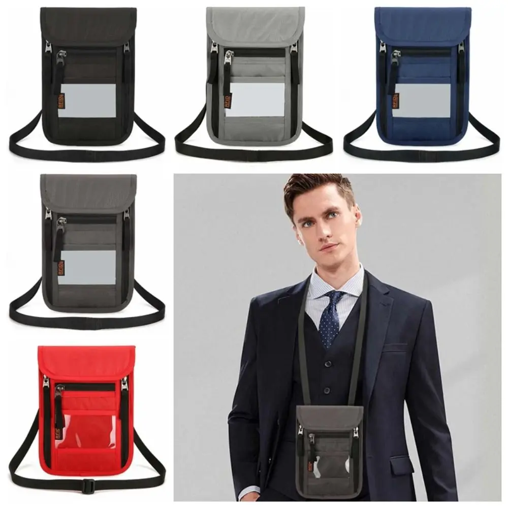 سعة كبيرة حقيبة جواز سفر تتفاعل محفظة نسائية للعملات المعدنية مكافحة فقدان النايلون الرجال المحفظة تنفس مقاوم للماء المحمولة حقيبة كروسبودي يوميا #3