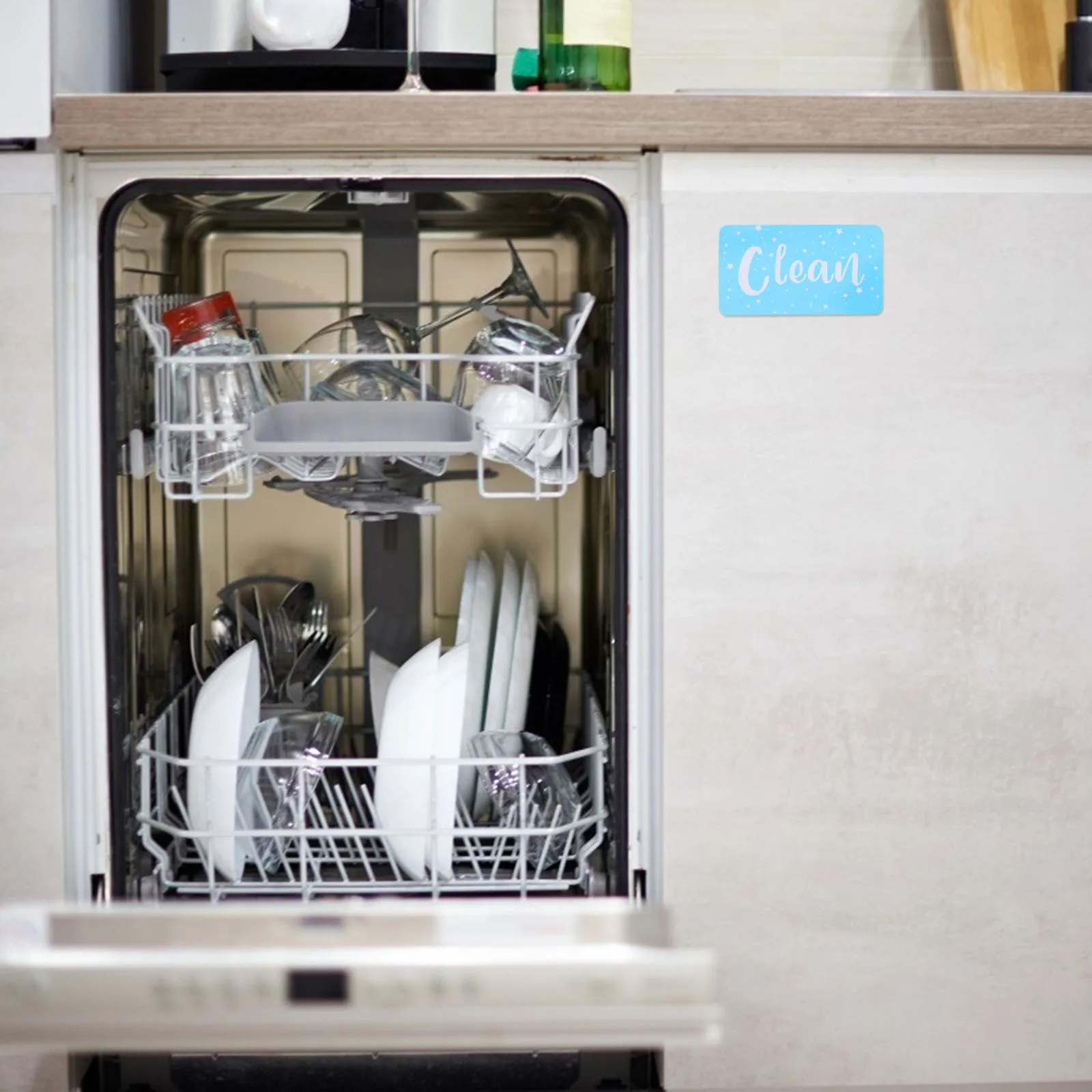 2 قطعة علامة نظيفة مغناطيسية على الوجهين غسالة صحون غسالة ثلاجة ديكور غسالة صحون علامة مغناطيسية نظيفة #2