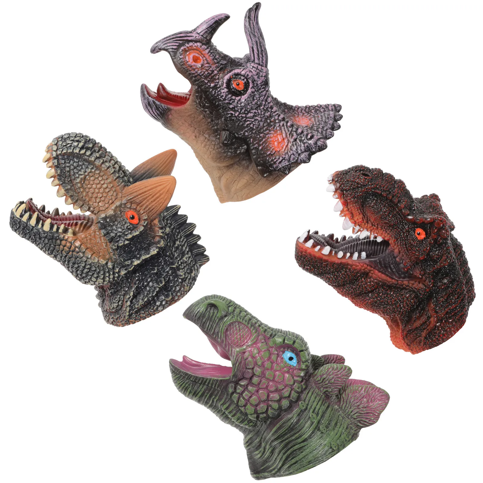 

4Pcs Dinosaur Hand Puppets Lifelike Articulated Jaw Role Play Puppets for Kids Interactive Pretend Play Storytelling Hand Puppet