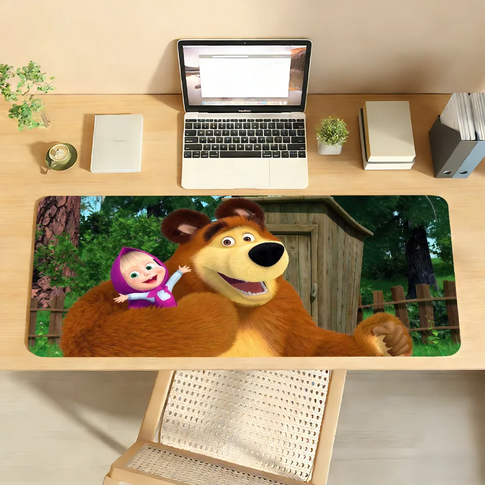 

Коврик для мыши M-MashaS B-BearS, нескользящий настольный коврик, аксессуары для ПК и ноутбуков, резиновый офисный коврик для клавиатуры, большой игровой декоративный коврик