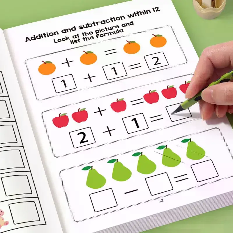 숫자로 채워진 64페이지 인터랙티브 수학 워크북 논리적 사고 훈련 유치원을 위한 재미있는 수학 연습서