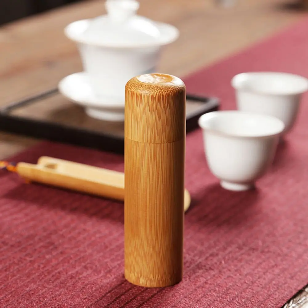 Tubes Spice Jar Bamboo Handmade Holder Container Tea Canister Storage Box Organizer