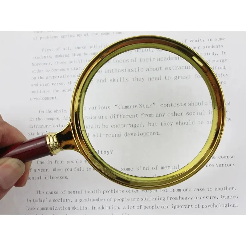 Handheld 10X Magnifying Glass 70mm 80mm 90mm Retro Golden Frame Wooden Handle Glass Lens Loupe For Reading Watch Jewelry Repair