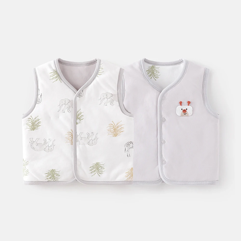 Baby Girl Vest Quilted Warm Autumn Winter Two Sides Wear Baby Boy Outerwear Waistcoat Causual Baby Tops High Quality