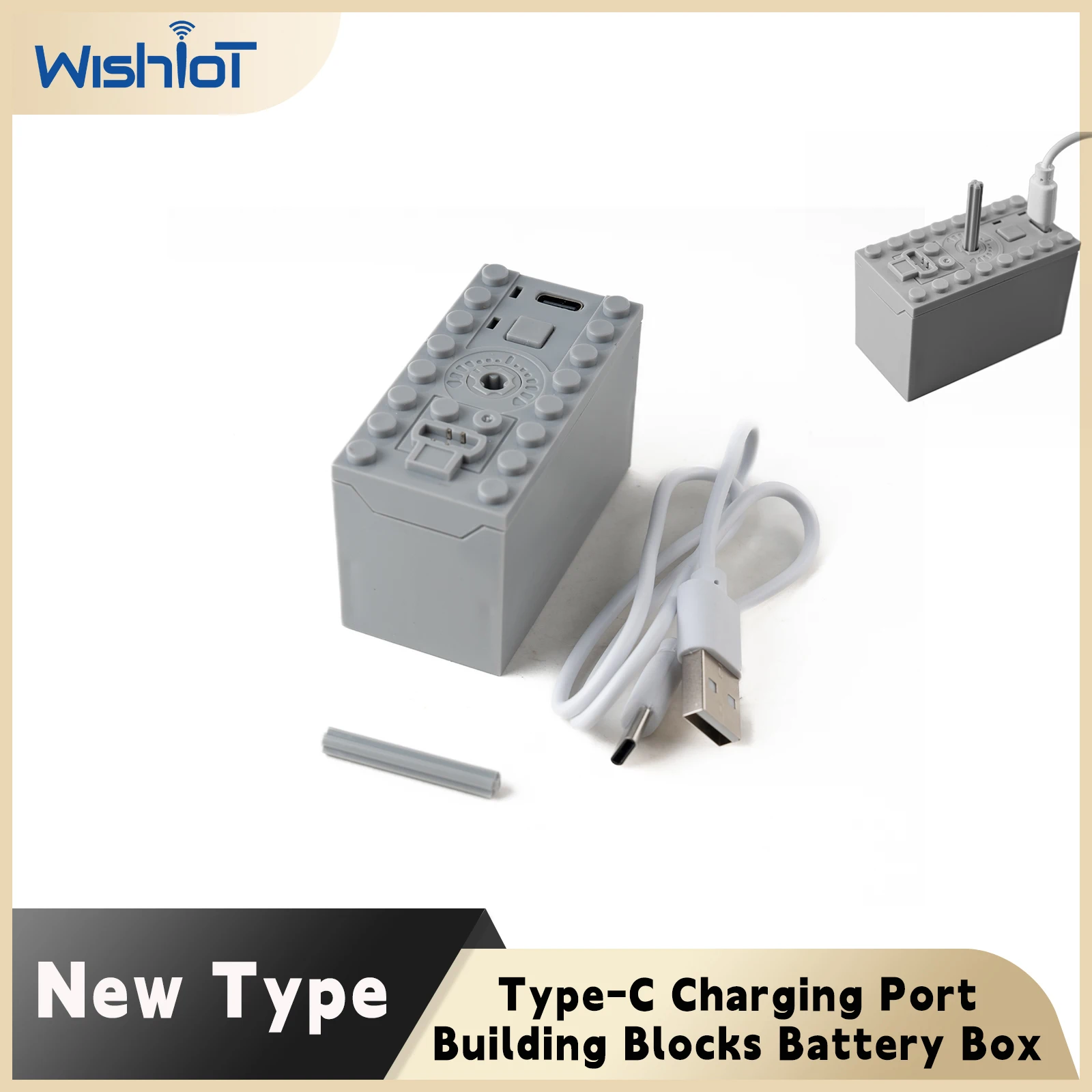MOC Rechargeable Battery Box Type-C Charging Port Building Blocks Technology Parts 8878 Train Motor Power Supply Speed Adjus