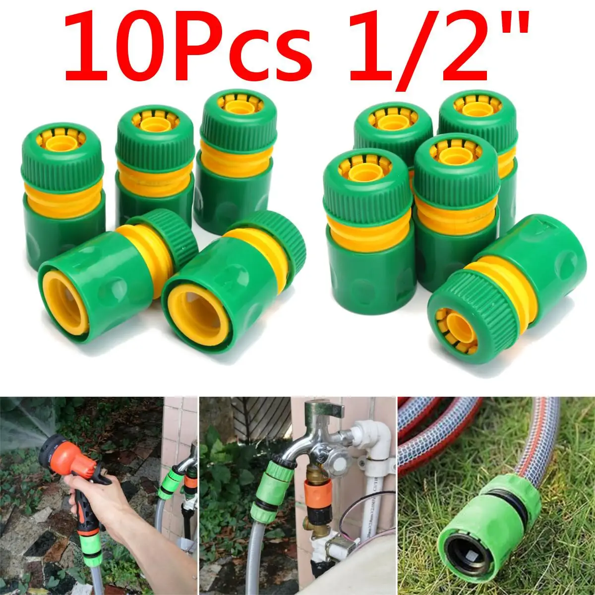 

10pcs 1/2" Garden Tap Water Hose Pipe Connector Quick Connect Adapter Fitting Watering