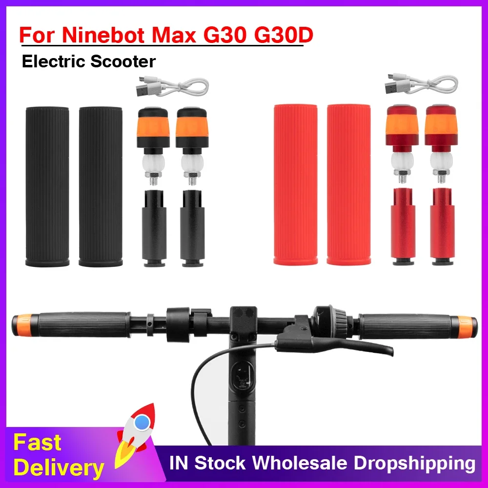 Electric Scooter Handlebar Extension Sleeve Anti-Slip Turn Signals LED Lights Grips For Segway Ninebot Max G30 G30D/E/LP Parts