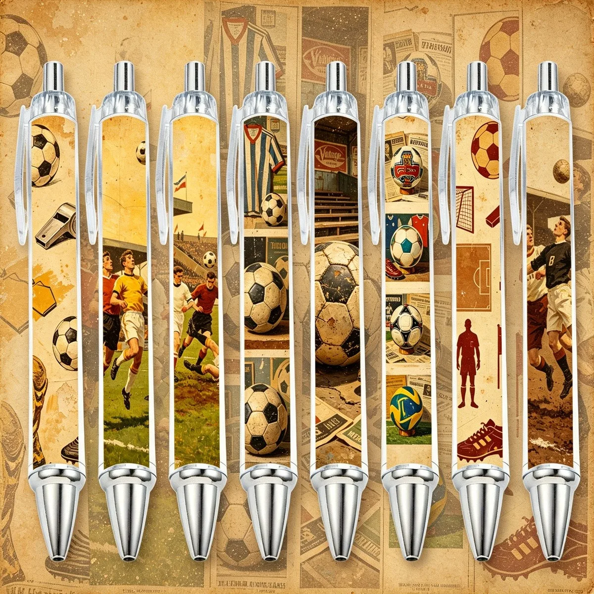 8/16 PCS Vintage Football Poster, Sports Creative Writing Pen, Pattern Random