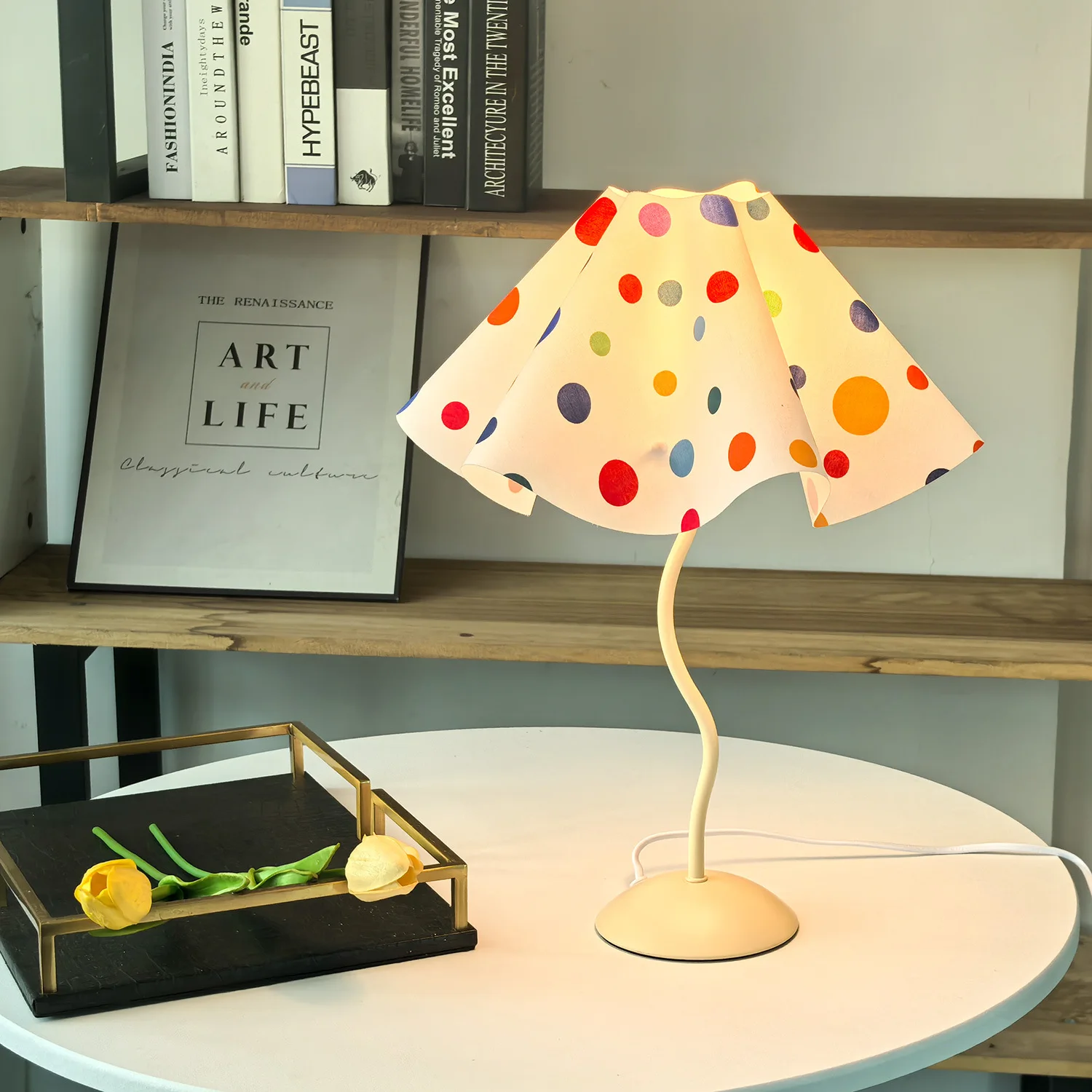 Umbrella-shaped Petal Table Lamp Personalized Irregular Dopamine Dot Color Atmosphere Lamp Night Light Bedside Decoration Lamp