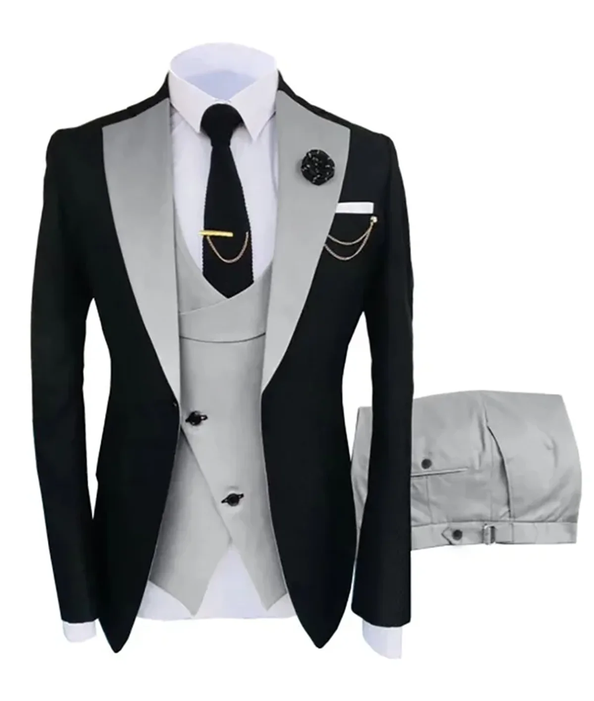 3 Pieces New Costume Slim Fit Men Suits Slim Fit Business Suits Groom Black Tuxedos for Formal Wedding Suits Jacket Pant Vest