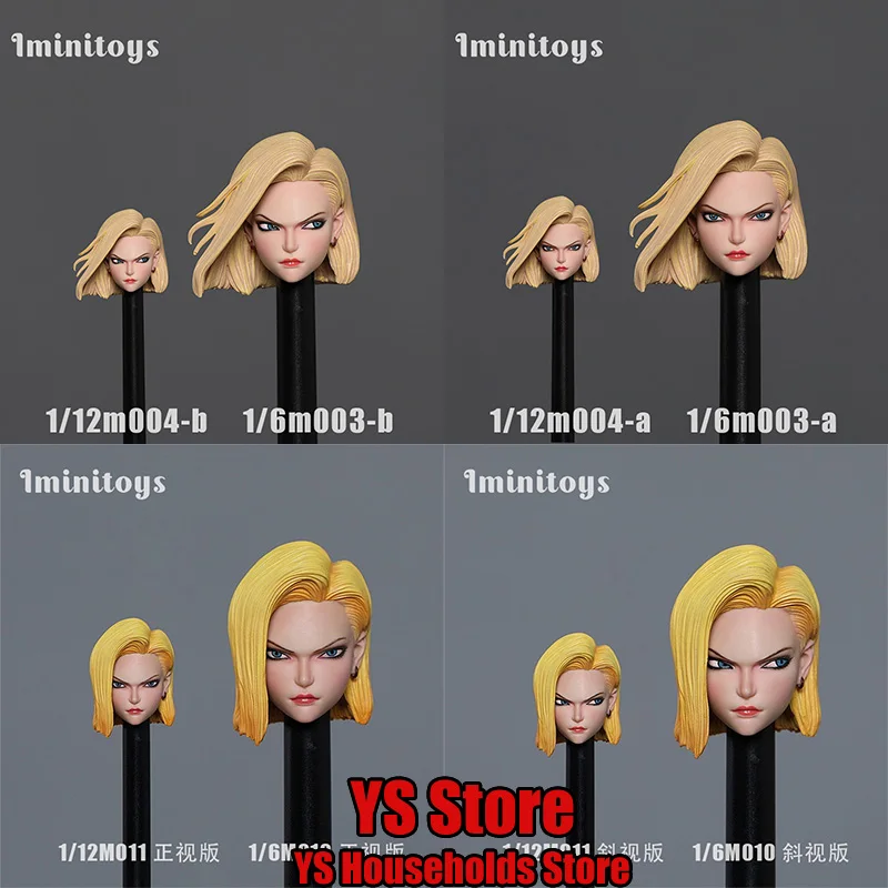 

Iminitoys M003 M010 1/6 M004 M011 1/12 Android 18 Figure Delicate Head Sculpt Anime Dragon Ball lazuli Accessory For 6" 12" Body