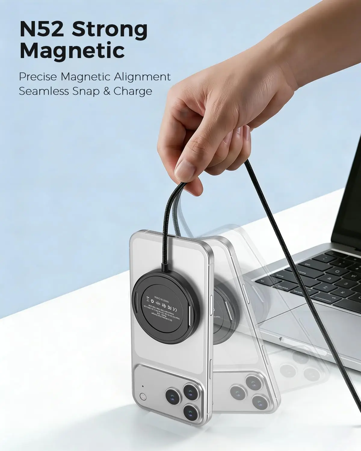 25W Magnetic Wireless Charger Qi2.2 Fast Charging Stand for Magsafe iPhone 17 16 15 14 13 Pro Max Plus AirPods 4 3 2 Pro Samsung view 4