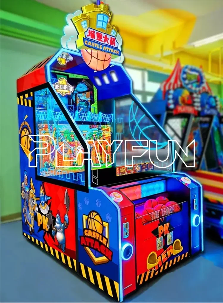 Castle Attack Coin Operated Throw Basketball With Video Redemption Lottery Game Arcade Game Machine Shooting Games