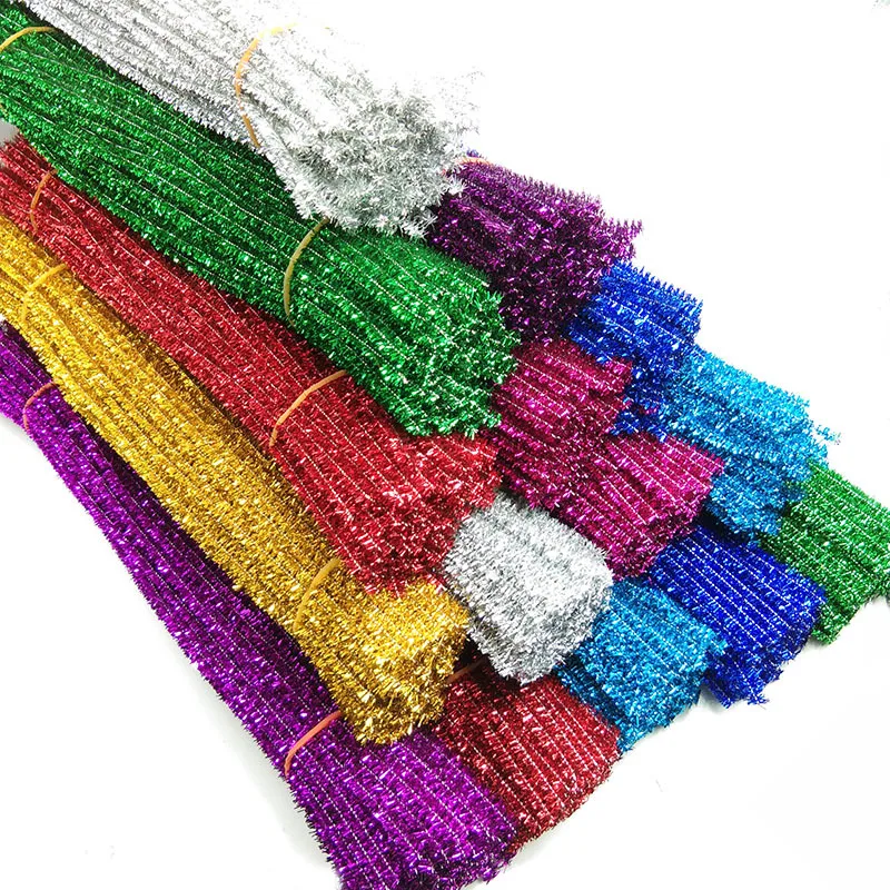 50/100Pcs 30cm Glitter Chenille Stems Pipe Cleaners Kids Educational Toys Colorful Pipe Cleaner Toys Handmade DIY Craft Supplies