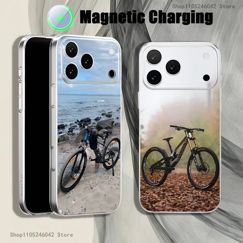

MTB Mountain Bike Bicycle Shockproof Transparent White Phone Case For iPhone 17,16,15,14,13,12Pro,Max Magnetic Wireless Charging