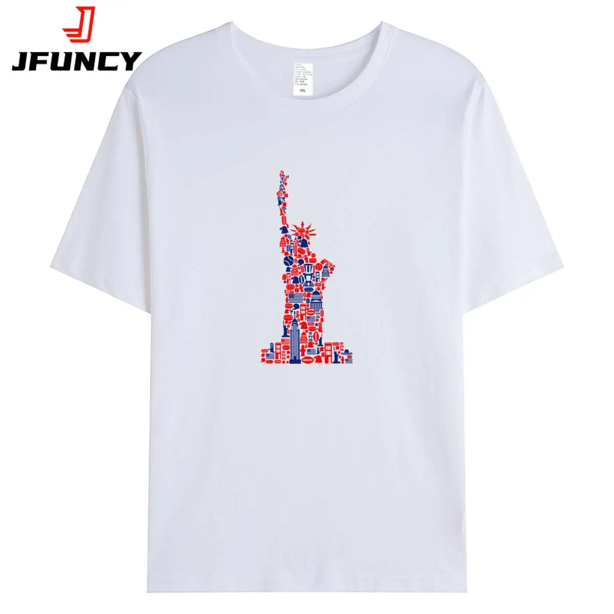 

Women T Shirt Summer Woman Top Cotton Short Sleeve Tee American Statue of Liberty Graphic Tshirt Female Clothing