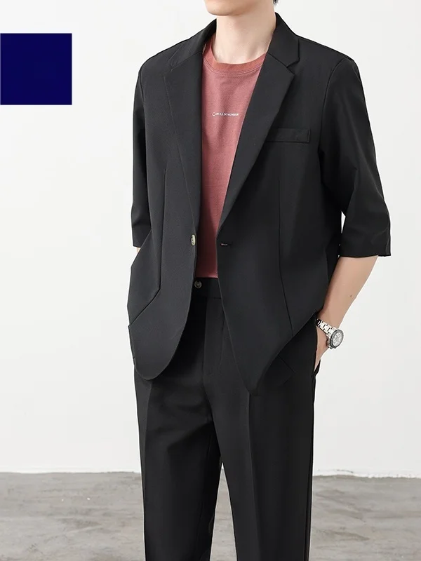 Loose Fit Summer Short Sleeve Suit Jacket And Pants Set for Men Casual Stylish Handsome High End Feeling Fashionable Menswear