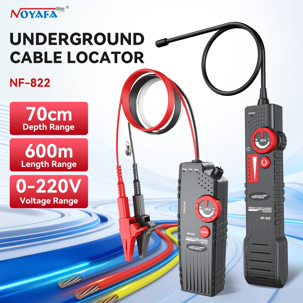 NOYAFA NF-822 Untergrund-Kabelortungsgerät Hoch- und Niederspannungskabel-Finder Anti-Interferenz-Kabelverfolger Untergrund-Kabeltester
