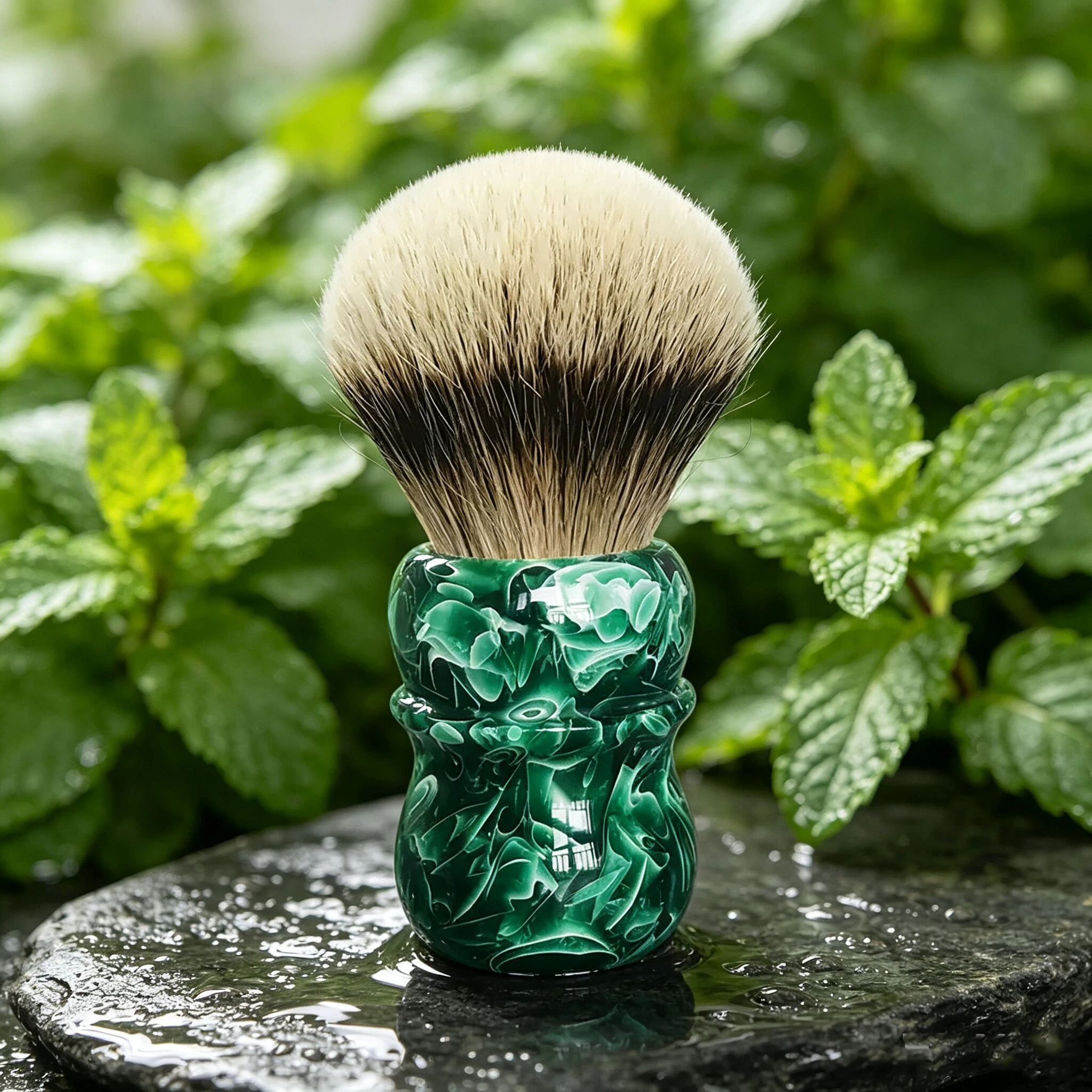 Dscosmetic 30MM Jade Silvertip Natural Hair Shaving Brush