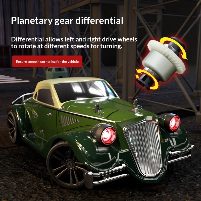 

1/16 Speedy Yudelin Four wheel Drive Drift Flat Sports Car Classic Vintage Car Remote Control Car Lighting Toy Cool Appearance