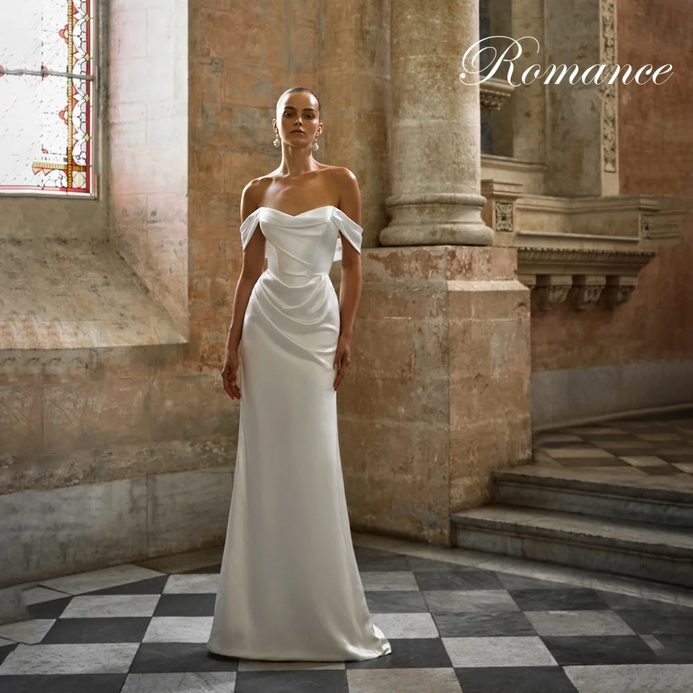 

Modern Pleat Mermaid Wedding Dress 2025 Off The Shoulder V-Neck Open Back Floor-Length Bridal Gown Vestidos De Novia Customized