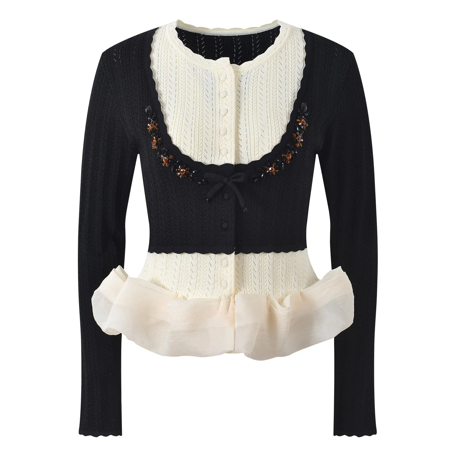 

Новые свитера высокого качества, осень-зима 2024, пуловеры, женские пуловеры с бриллиантами и бисером, деко, с длинными рукавами, повседневные милые милые пуловеры, топы