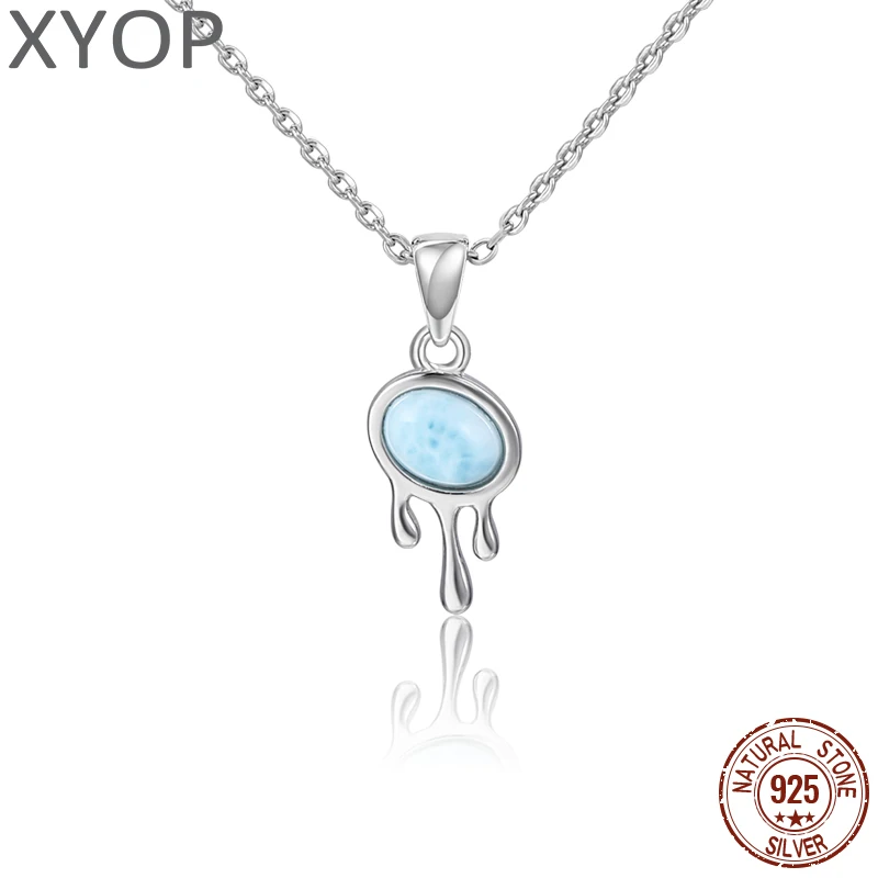 XYOP 2023 Jewelry 925 Silver Larimar Pendant Contains Exquisite Compact Everyday