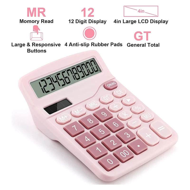 12 Digits Electronic Calculator Solar Calculator Dual Power Calculator Office Financial Basic Desk Calculator