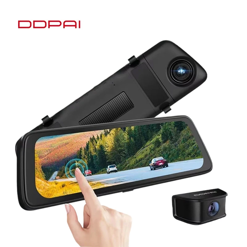 Câmera de Painel DDPAI Mola E3 com Espelho Retrovisor de 10 Polegadas, 1400P, 1080P, 128GB, F1.8, Tela IPS Ultra HD 2K, Funções 4G
