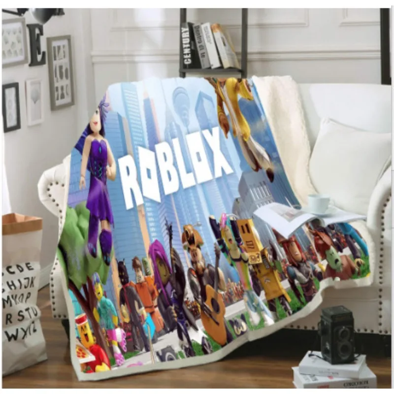 

New ROBLOXS Game Cartoon Creative Cute Print Soft Flannel Blanket Comfortable Winter Warm Sleeping Sofa Blanket Gifts