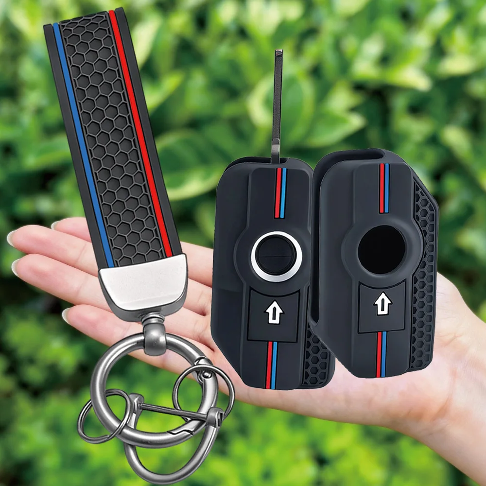 

For BMW K 1600 B GT GTL R 1250 GS Adventure S1000 R XR 2021 2022 Silicone Remote Key Fob Keychain Ring Shell Case Cover Holder