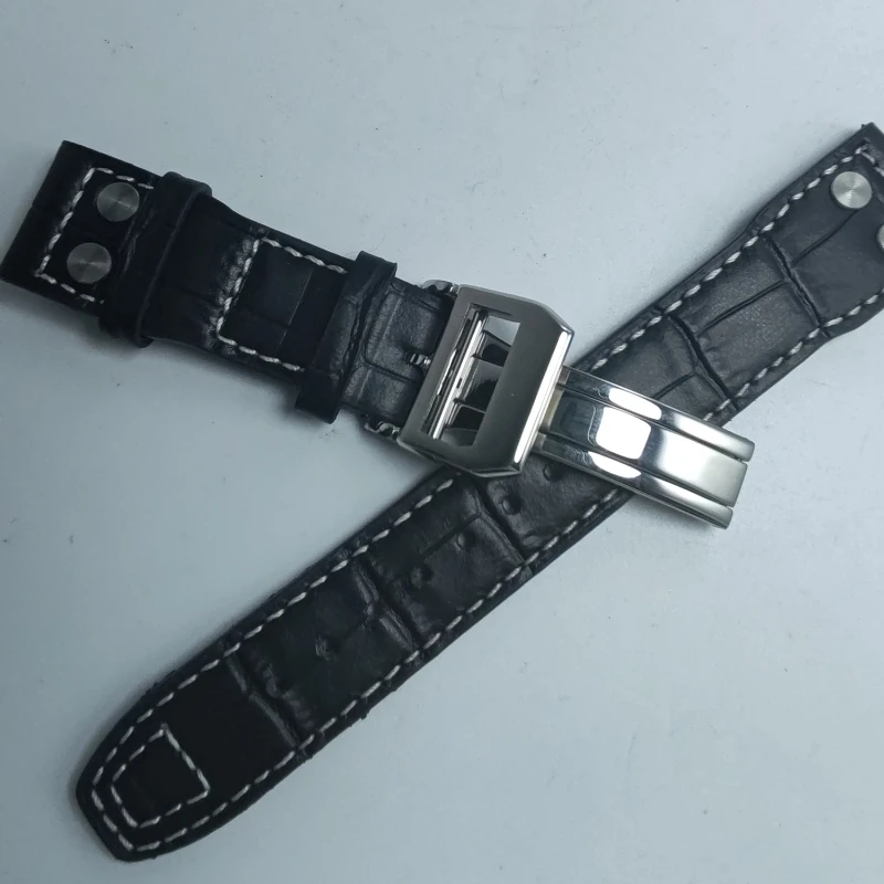 Кожаный ремешок для часов с заклепками 20 мм, 21 мм, 22 мм, подходит для часов IWC TOP GUN Big Pilot Spitfire Hamilton, черный, коричневый ремешок для часов