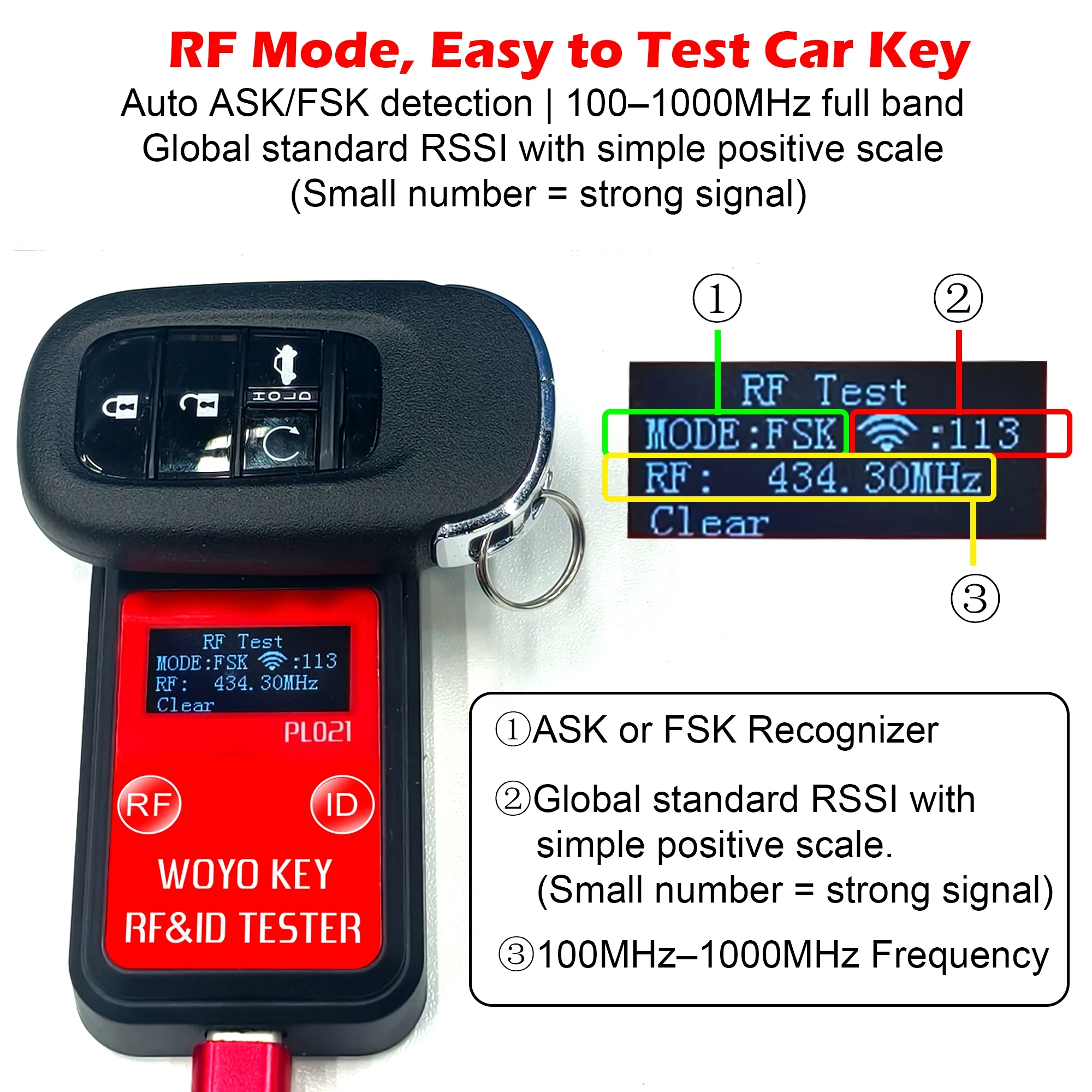 Car Key RF ID Tester, Check AS - Gaming Keyboard Test recension och pris