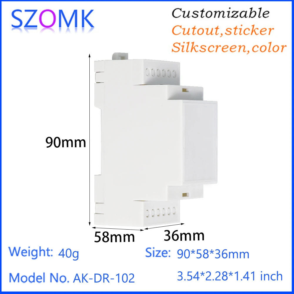 1Piece SZOMK din rail junction box  90X58X36mm ABS plastic case enclosure terminal block