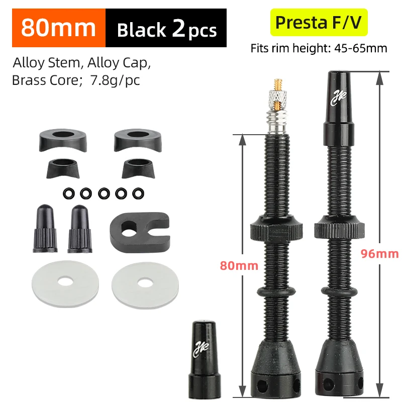Fahrrad F/V Tubeless-Ventil 44 60 80mm mit optionalem Werkzeug für Gravel-Bikes, Aluminiumlegierung, Messingkern, Presta-Ventil, Fahrradteile