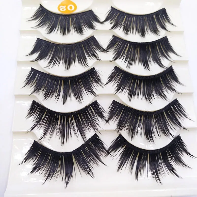 5 Pairs Thick Long False Eyelashes Crisscross fake lashes Eye Lashes Extension HandMade  Eye Makeup Tools For Party Club