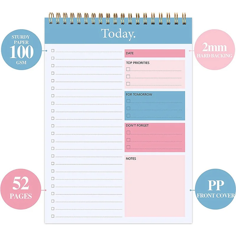 

2 Piece Do List Notepad Planner Notebook As Shown 5.6 X 8.5Inch Weekly Planner Daily Task Pad Productivity Note Organizer