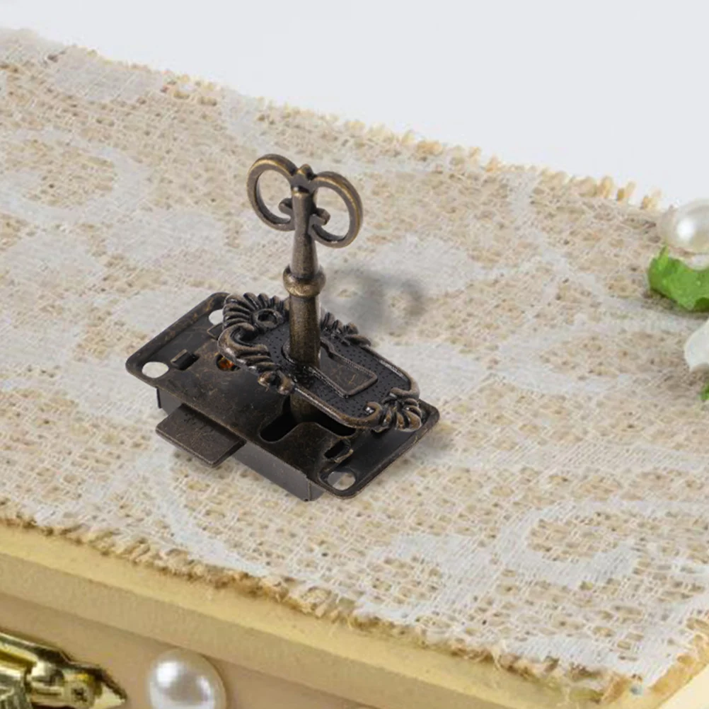 Jewelry Box Drawer Lock Cabinet Locks Door Knob Iron Baby Proof Vintage with Key