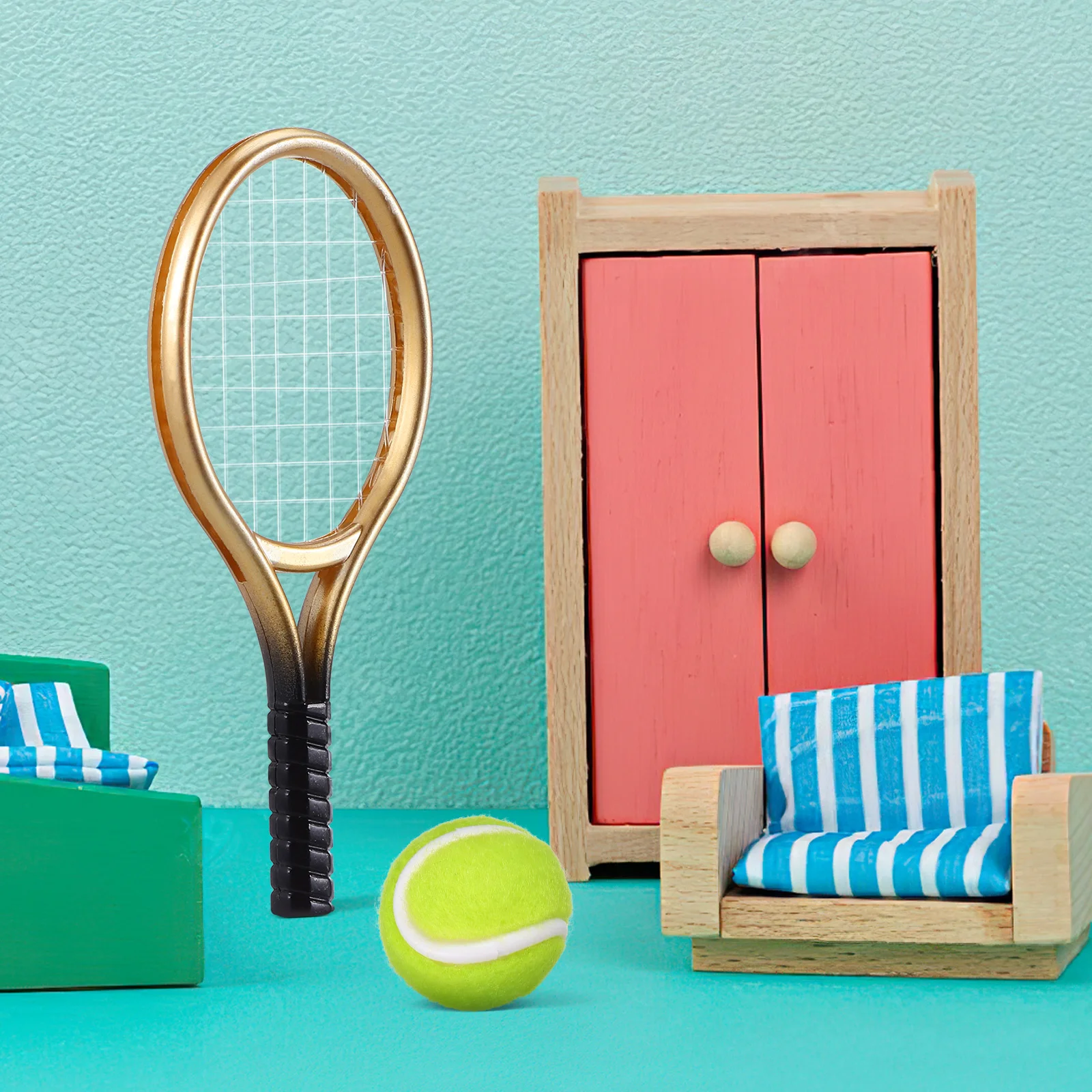 Raquette de tennis l'inventaire décorative en plastique pour enfants, accessoires de sport, 2 ensembles