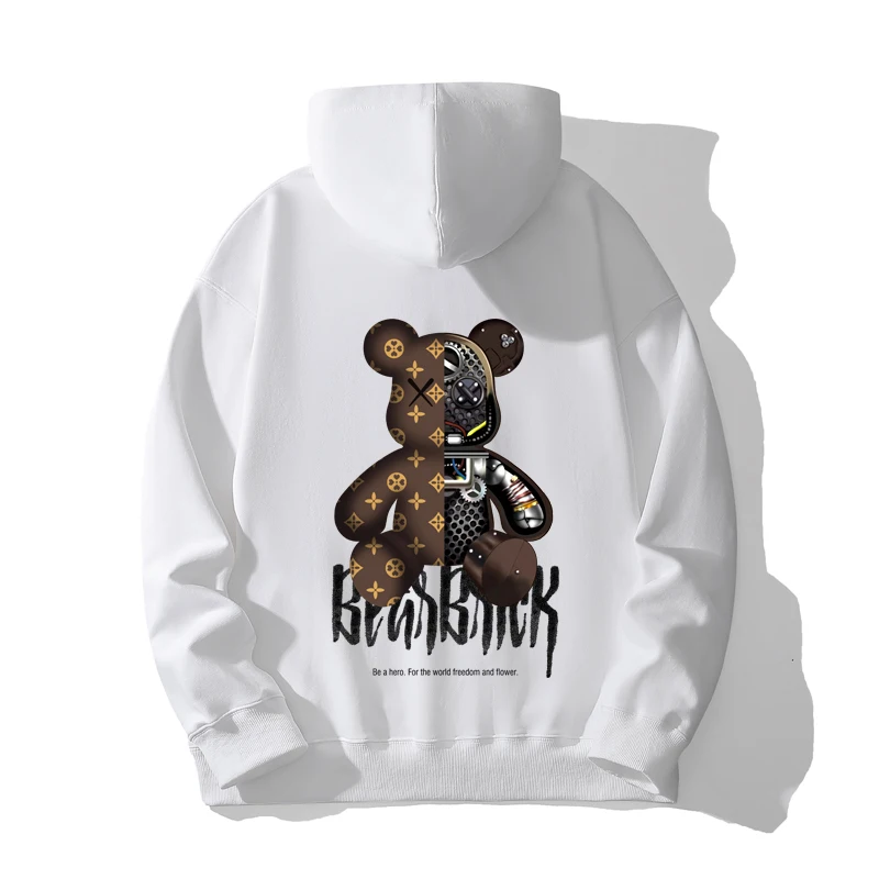 

Cotton Hoodie Men's and Women's Spring and Autumn Long Sleeve T-shirt Thick Round Neck Undershirt American Winter White Hoodie