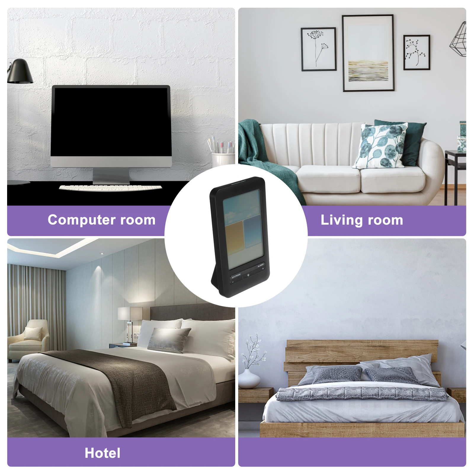 

Wireless Weather Station Large Colorful Digital Alarm Clock Indoor Outdoor Thermometer Humidity Monitor Calendar Snooze