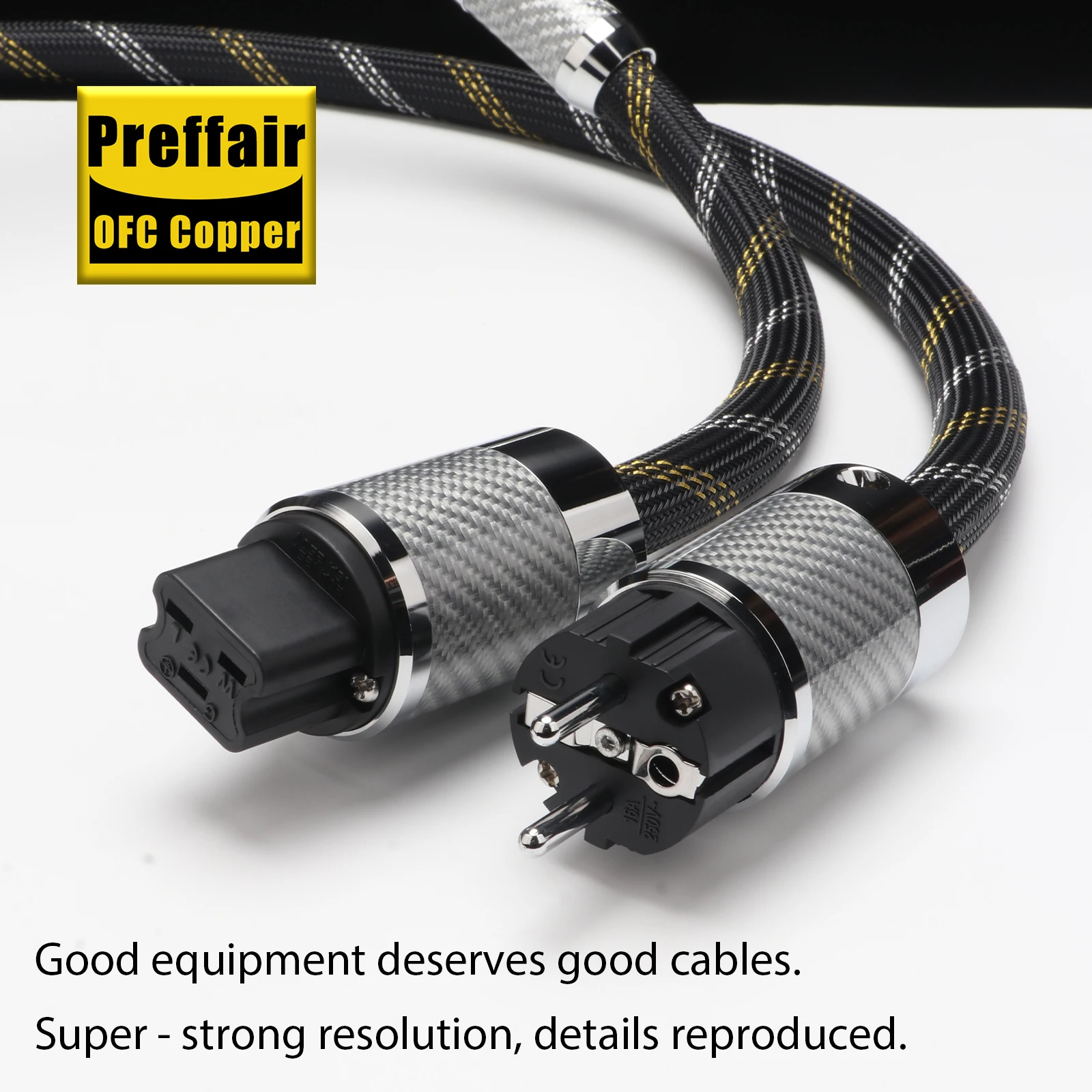 Preffair Power Cable C19 20A Schuko Audio power supply cable 12AWG 3.2sq Cable For Audiophile Amplifier Speaker CD Player