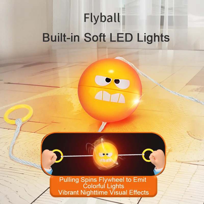 Luminous Pull-String Spinner Toy Flashing Flywheel For Primary Kindergarten Kids 90s Retro Skill-Building Toy