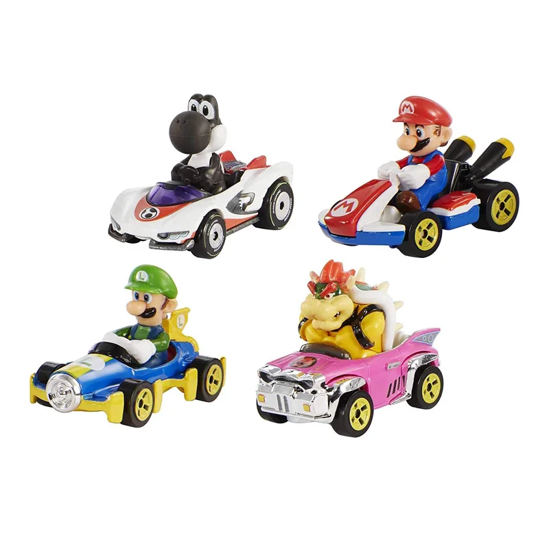 Hot Wheels New Little HotSports Car Super Mario Bros Vehicle 4-Pack 1:64 Alloy Model Toys for Kids Gift GLN53 GBG25